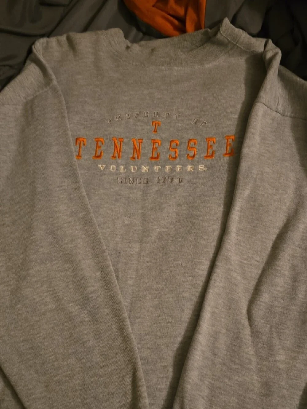 Gray Crewneck Sweatshirt with Orange Tennessee Embroidery